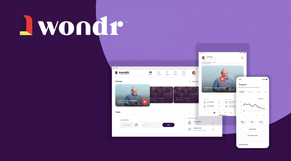 A video screen featuring Wondr videos, stats and content
