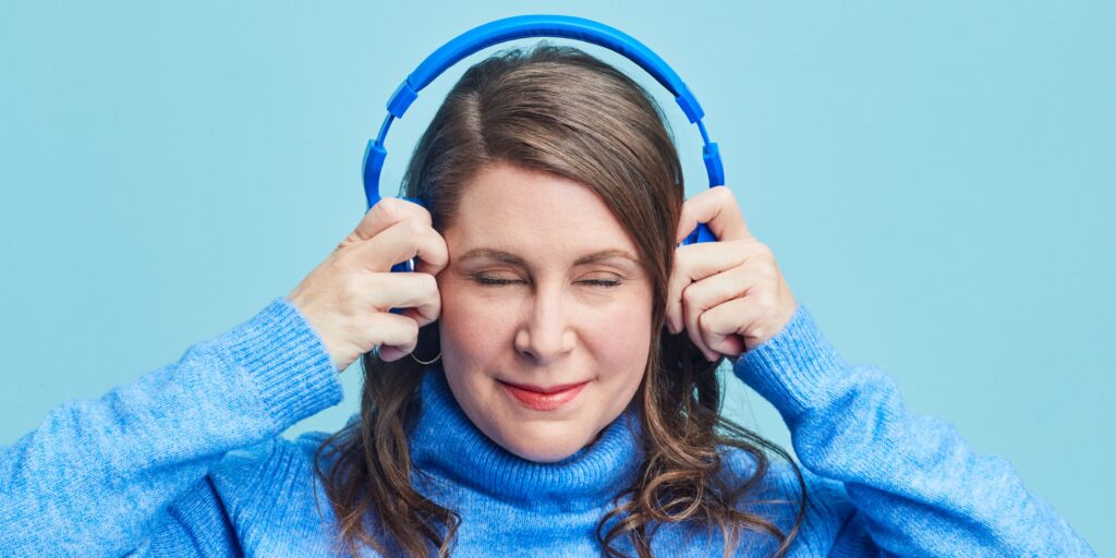 Woman wearing headphones